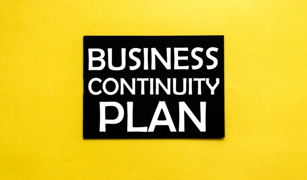 Чорний Панцир Напишіть Текст Business Continuity Plan Жовтому Фоні — стокове фото