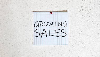 Beyaz arkaplan üzerine beyaz kağıt metin büyüyen satışlar