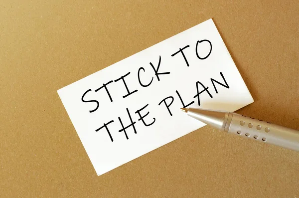 Pen White Paper Text Stick Plan Brown Background — Stock Photo, Image