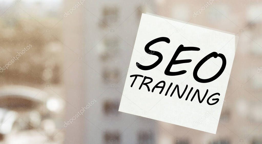 white paper with text Seo Training on the window