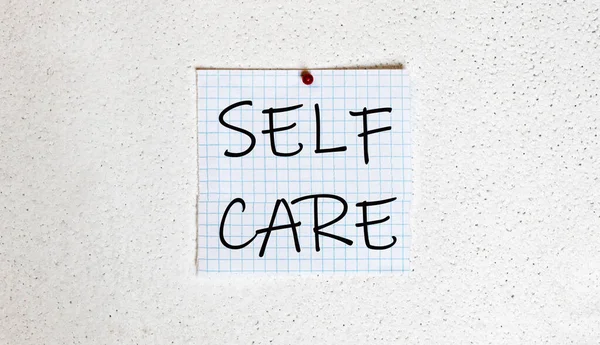 White Paper White Background Text Self Care — Stock Photo, Image