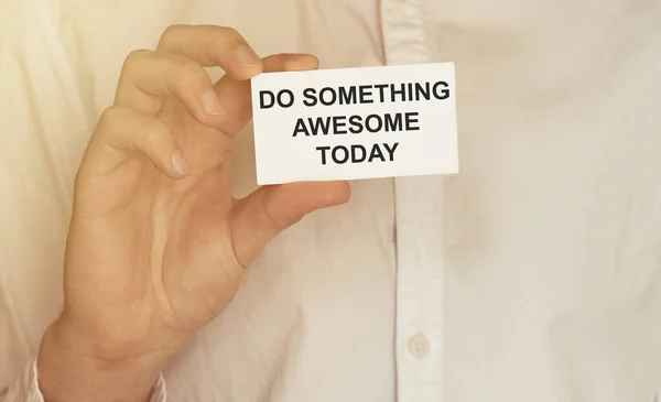 Man Take Paper Text Something Awesome Today Shirt — Stock Photo, Image