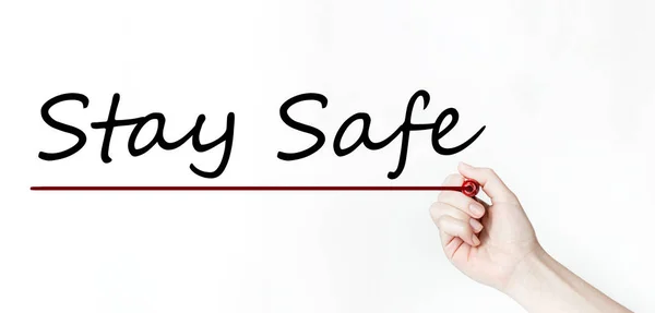 Whatever Hand Writing Word Stay Safe Black Marker — Stock Photo, Image