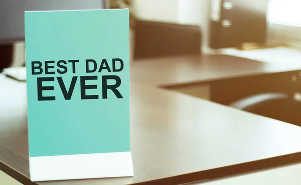 Placa Azul Com Texto Best Dad Ever Office Background — Fotografia de Stock