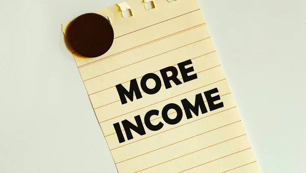 Yellow Paper Text More Income White Fridge — Stock Photo, Image