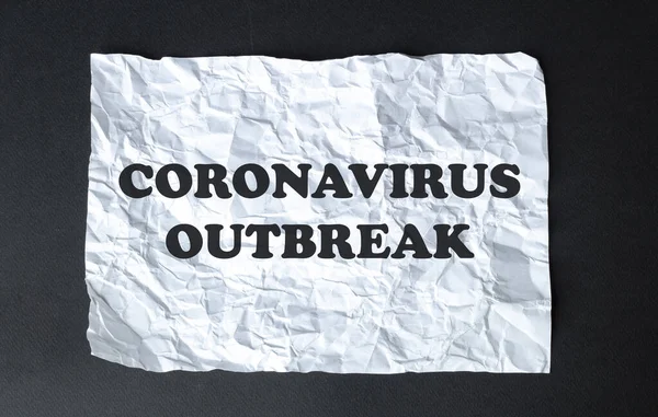 Calculadora Negra Con Texto Brote Coronavirus Sobre Fondo Blanco — Foto de Stock
