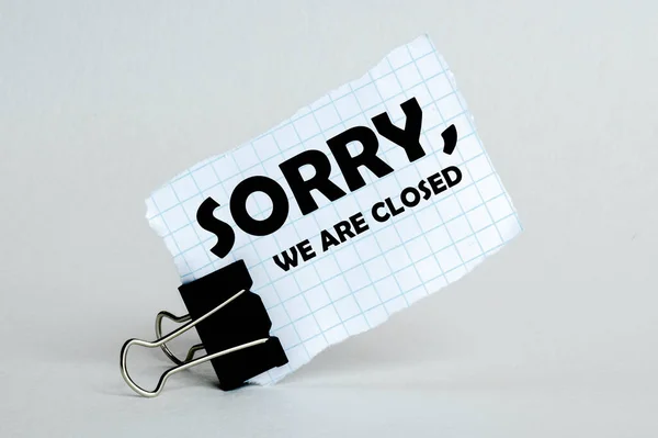 White Paper White Background Text Sorry Closed — Stock Photo, Image
