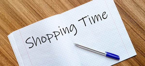 Boş defter ve kalem. Beyazda izole edilmiş. whith metin Alışveriş Zamanı