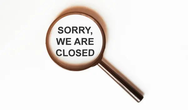 Sorry Closed Sheet Magnifying Glass — Stock Photo, Image