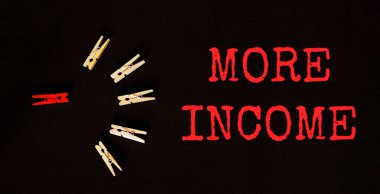 red and brown text More Income on the black background clipart