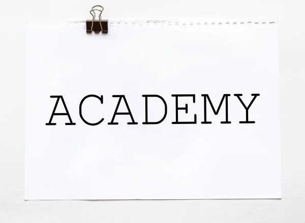 Vitt Papper Med Text Academy Vit Bakgrund Med Brevpapper — Stockfoto