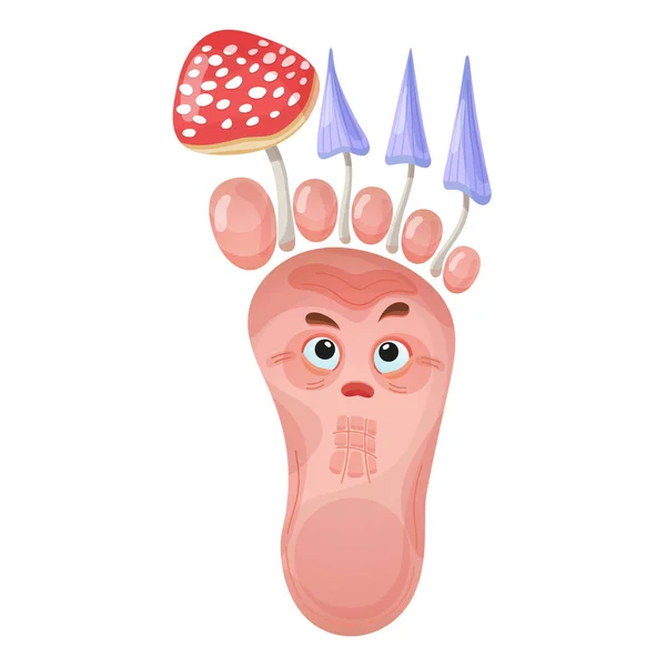 Foot Nail Fungus Vecteur Dessin Animé Illustration Champignons Parasites Sur — Image vectorielle