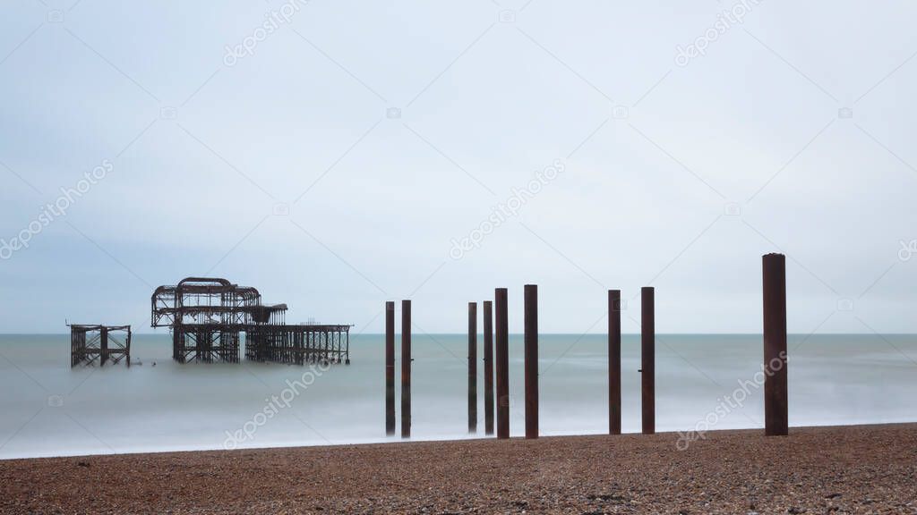The derelict West Pier in Brighton, England