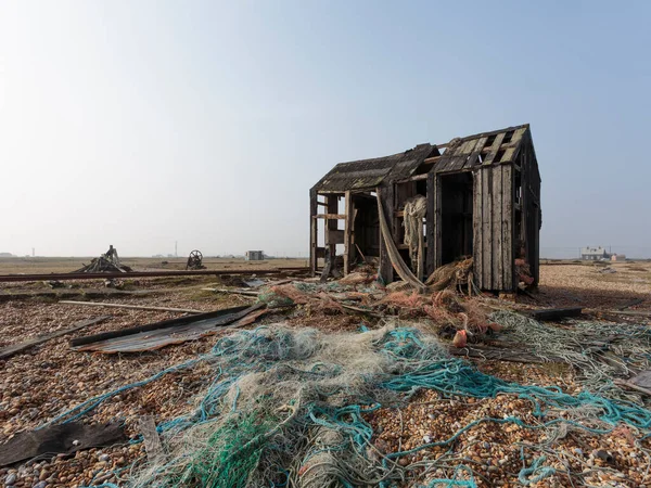 Dungeness 'te Balıkçı Kulübesi, Romney Marsh, İngiltere, Birleşik Krallık