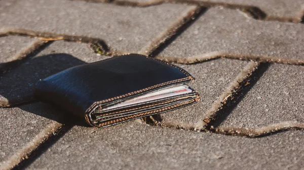 Wallet All Documents Money Lying Ground — Stock Photo, Image
