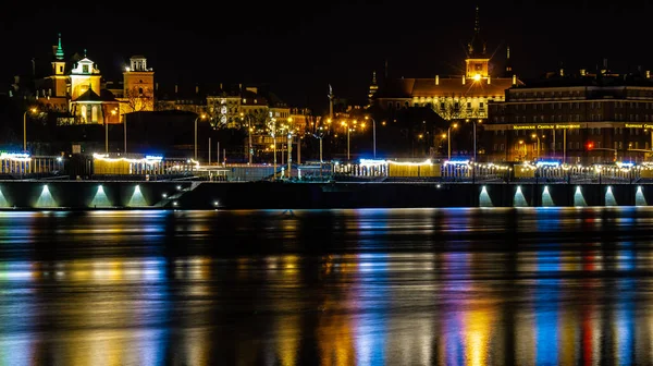 Warsaw Old Town Panorama Night — Stock Photo, Image