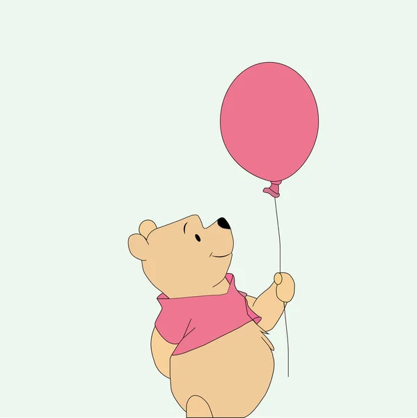 Arte Bebê Fundo Balão Urso Bonito Livro Cartão Desenho Animado — Vetor de Stock