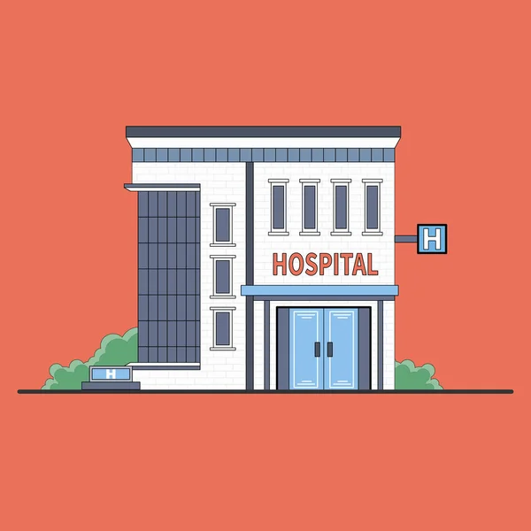 Vector Plano Del Diseño Del Paisaje Del Hospital — Vector de stock