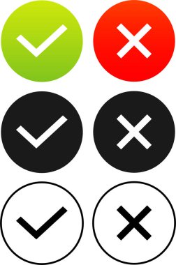 tik ve çapraz simge vektörü