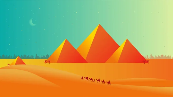 Дизайн Вектора Desert Pyramid Scene — стоковый вектор