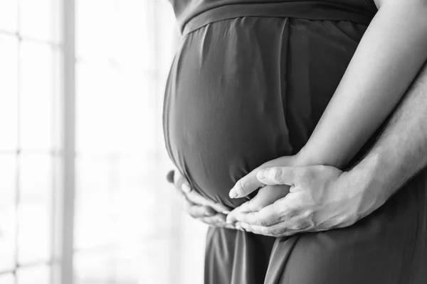 Mooie Zwangere Vrouw Knuffel Met Haar Echtgenoot — Stockfoto