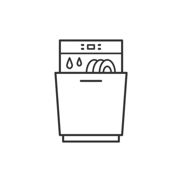 洗碗机厨房家用电器细线图标 — 图库矢量图片