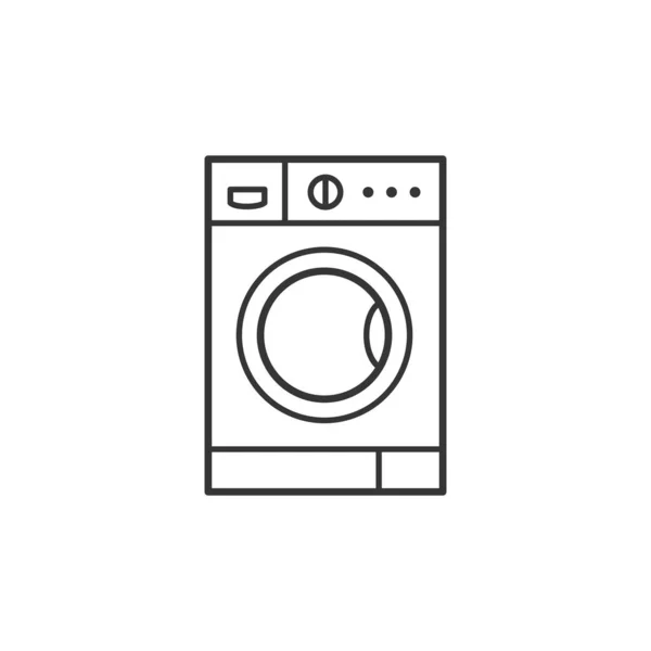Wasmachine huishoudelijke apparaten dunne lijn icoon — Stockvector