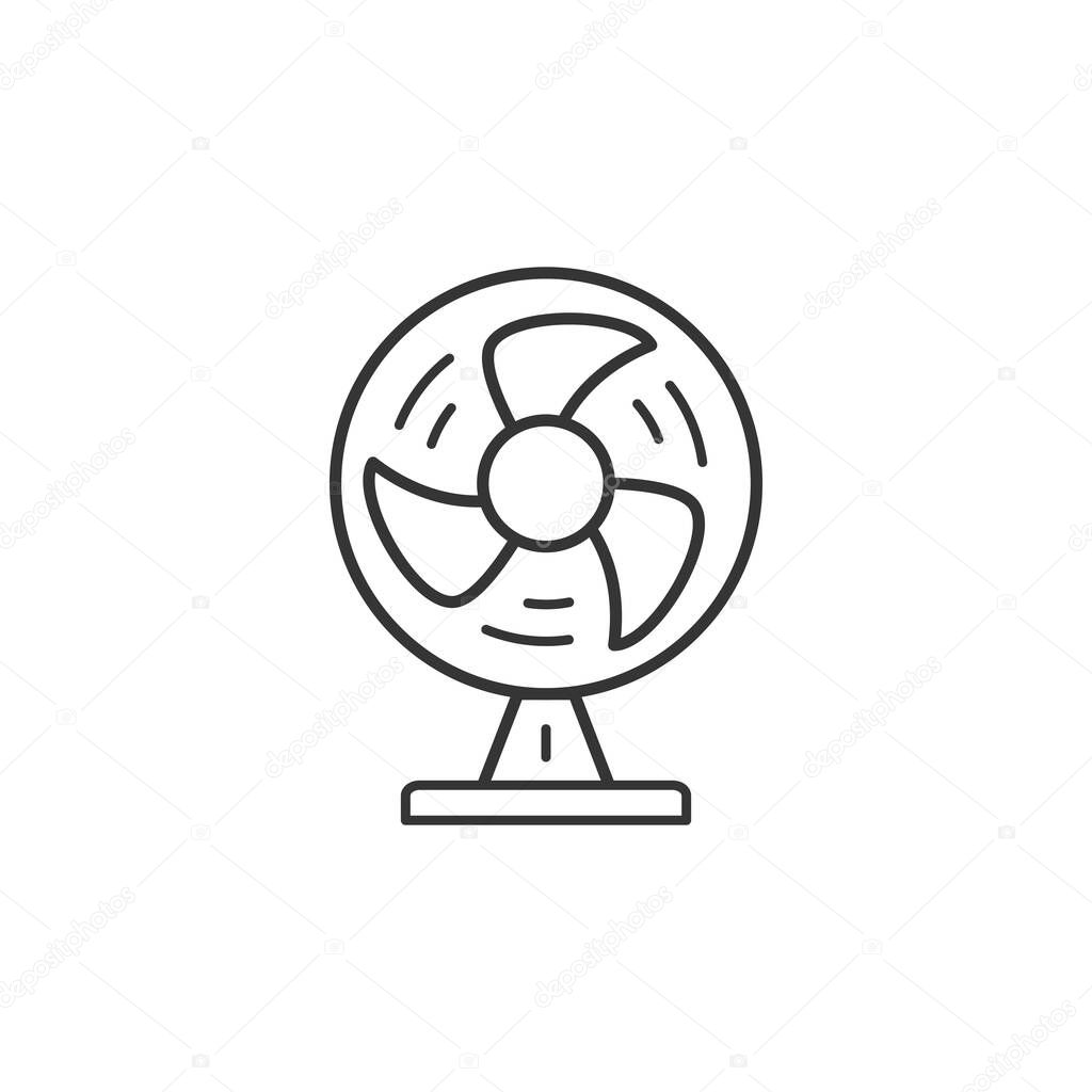 Table fan household domestic appliances thin line icon outline vector symbol. Pedestal fan linear sign isolated on white background
