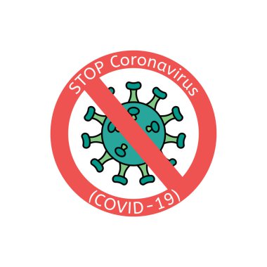 Corona Virüsü 2019 önleme işareti, yasaklama etiketi. Grip virüsü ve enfeksiyonlar