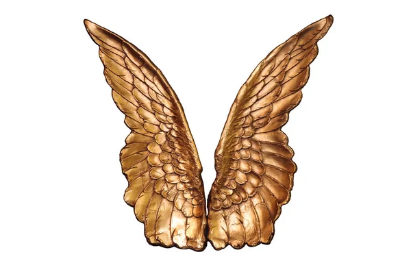 Beyaz arka plan üzerinde büyük altın kanatlar