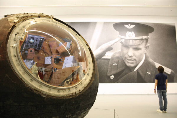 Landing of spacecraft "Vostok" Yuri Gagarin. Exhibition "Russian Space". Moscow 13.09.2016