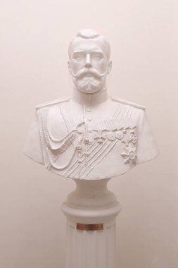 Heykel, İmparator Nicholas 2 Petrovsky sarayında büstü. Moskova. 24.07.2017