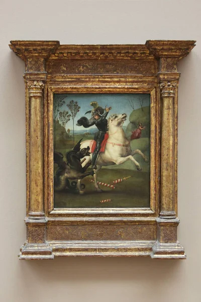 Peinture Raphaël Santi Saint Georges Combat Dragon 1503 1505 Louvre — Photo