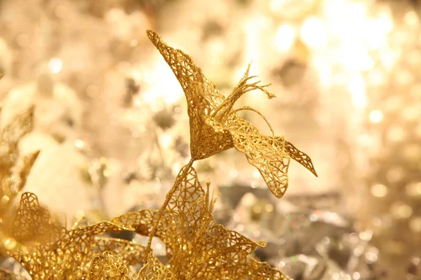 Fondo Floral Oro Brillante Abstracto Con Efecto Bokeh — Foto de Stock