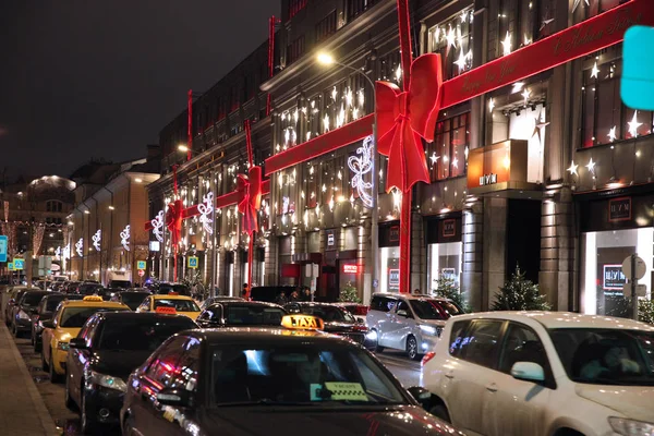 Natal Decoração Shopping Center Rua Fundo Engarrafamentos Tsum Moscovo 2017 — Fotografia de Stock