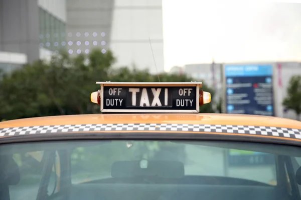 Linterna Taxi Retro Empresa Coches Amarillo Checker Fondo Ciudad Moscú — Foto de Stock