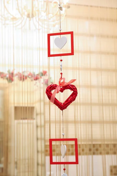 Decoración Interior Corazones Colgando Aire Día San Valentín — Foto de Stock