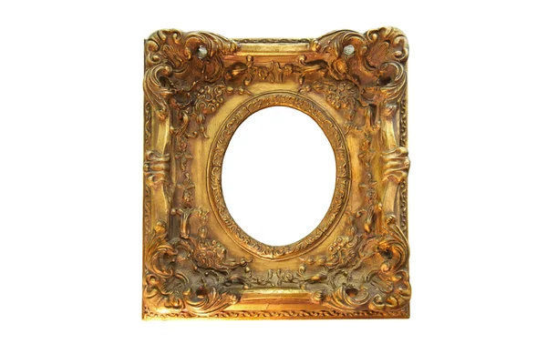 Resim ya da fotoğraf için kıvrımları olan klasik kare çerçeve, altın renkli c — Stok fotoğraf