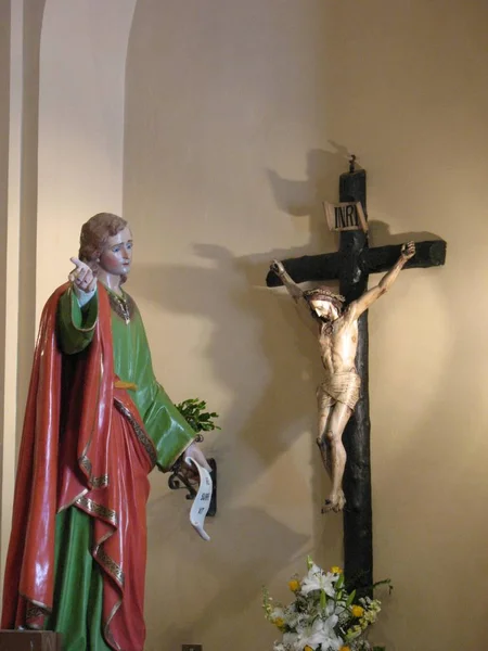 Staty Johannes Döparen Och Jesus Kristus Korset Kyrkan Vår Fru — Stockfoto