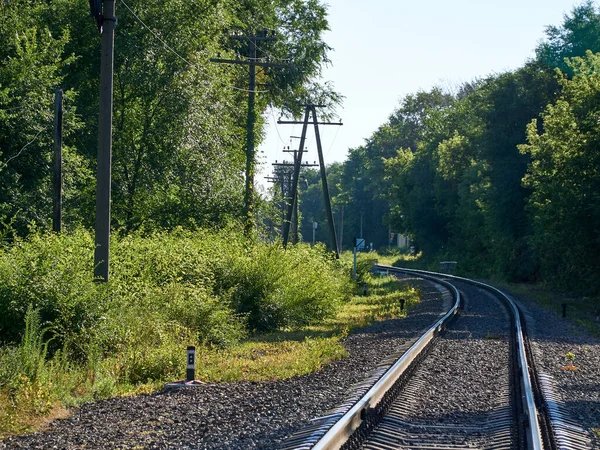 Železniční Odbočka Provinčním Městě Létě — Stock fotografie