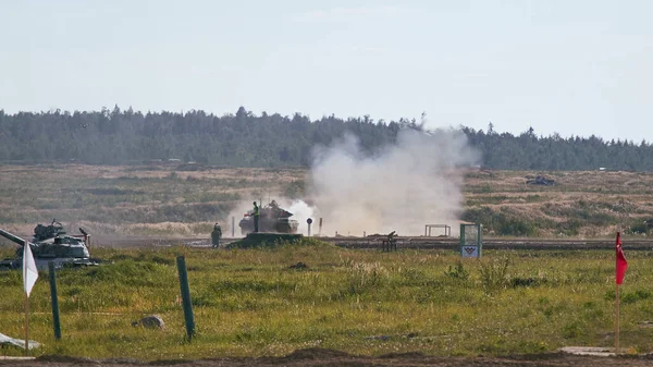 Сучасний Танк Біатлоні Танка Алабіно Поблизу Москви Під Час Армійського — стокове фото