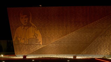  Geceleri Sovyet askerinin anısına yapılan Rzhev anıtı                   