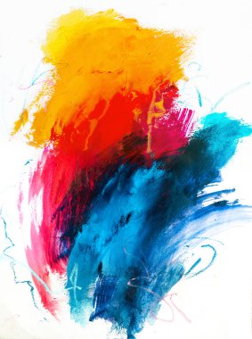 Soyut sanat geçmişi. Çok renkli parlak bir doku. Çağdaş sanat. Tuval üzerine yağlı boya boya. Sanat eserinin bir parçası. Yağlı boya lekeleri. Fırça darbeleri. Modern sanat.