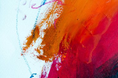 Soyut sanat geçmişi. Çok renkli parlak bir doku. Çağdaş sanat. Tuval üzerine yağlı boya boya. Sanat eserinin bir parçası. Yağlı boya lekeleri. Fırça darbeleri. Modern sanat.