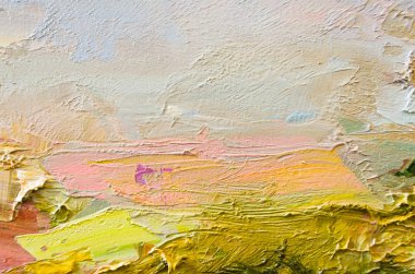 Soyut sanat geçmişi. Çok renkli parlak bir doku. Çağdaş sanat. Tuval üzerine yağlı boya boya. Sanat eserinin bir parçası. Yağlı boya lekeleri. Fırça darbeleri. Modern sanat.