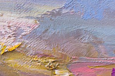 Soyut sanat geçmişi. Çok renkli parlak bir doku. Çağdaş sanat. Tuval üzerine yağlı boya boya. Sanat eserinin bir parçası. Yağlı boya lekeleri. Fırça darbeleri. Modern sanat.