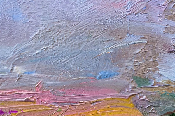 Soyut sanat geçmişi. Çok renkli parlak bir doku. Çağdaş sanat. Tuval üzerine yağlı boya boya. Sanat eserinin bir parçası. Yağlı boya lekeleri. Fırça darbeleri. Modern sanat.