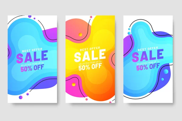 Set Von Dynamischen Modernen Fluid Design Für Mega Sale Banner — Stockvektor