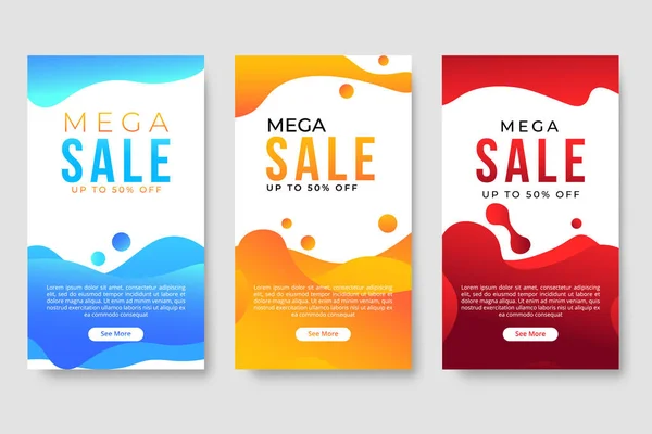 Set Von Dynamischen Modernen Fluid Design Für Mega Sale Banner — Stockvektor