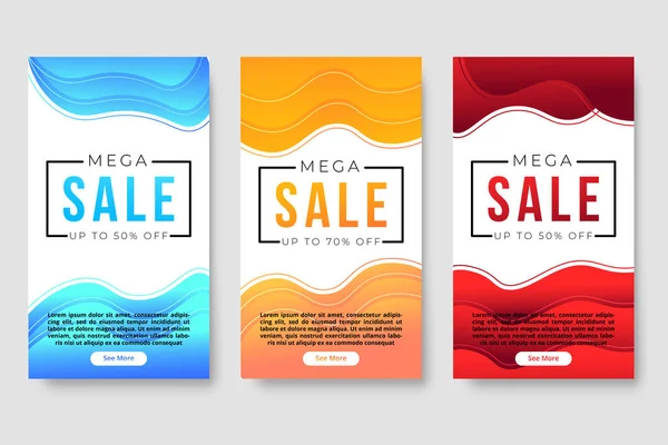 Set Von Dynamischen Modernen Fluid Design Für Mega Sale Banner — Stockvektor